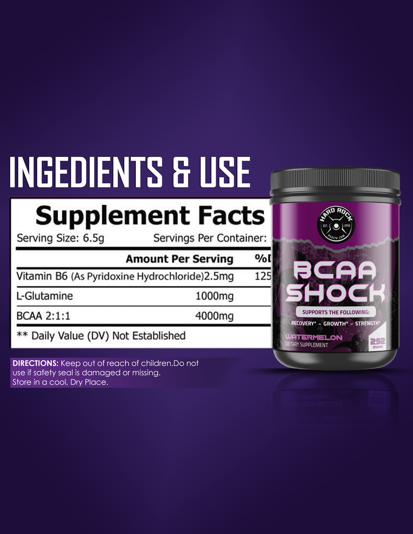 BCAA Shock Powder Watermelon- Recovery, Growth, Strength