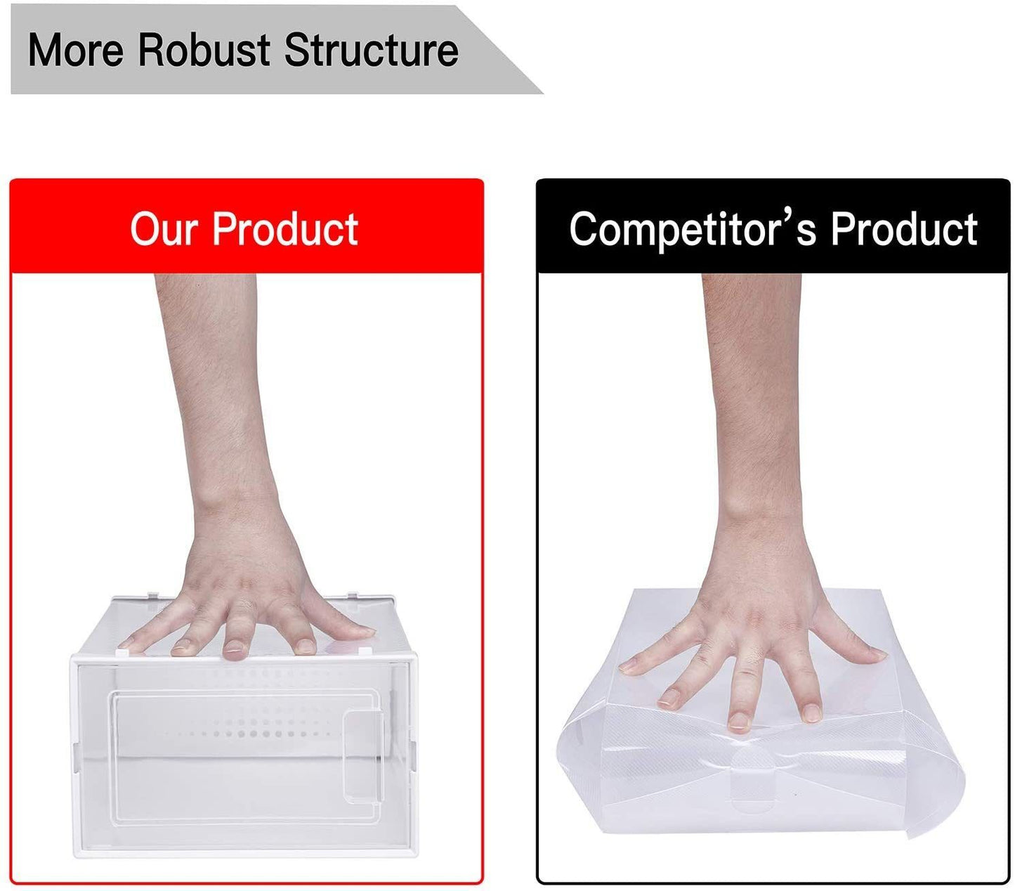 Foldable Shoe Box; Stackable Clear Shoe Storage Box - Storage Bins Shoe Container Organizer; 8 Pack; White