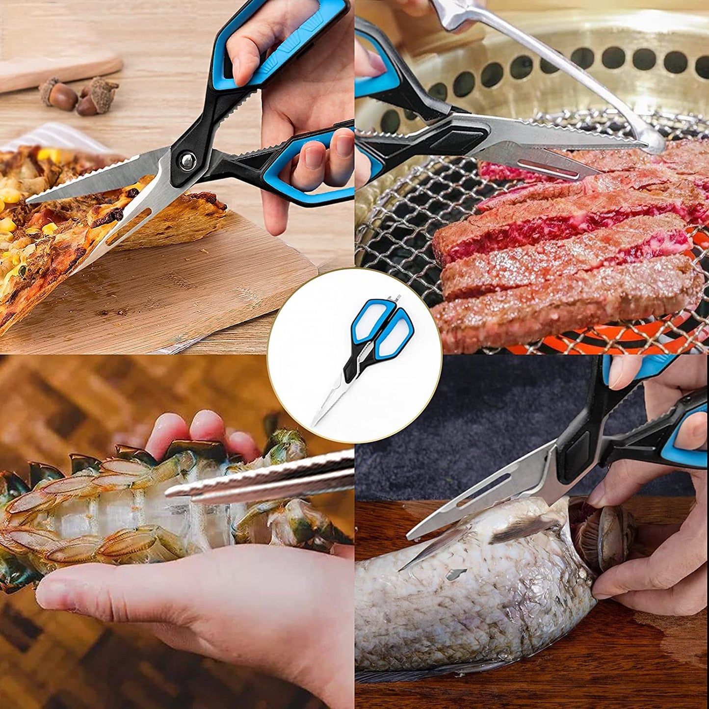 Kitchen Scissors; Cookit Kitchen Shears Heavy Duty Stainless Steel Chef Shears Utility Come Apart Food Shears for Chicken Poultry Fish Meat Vegetables