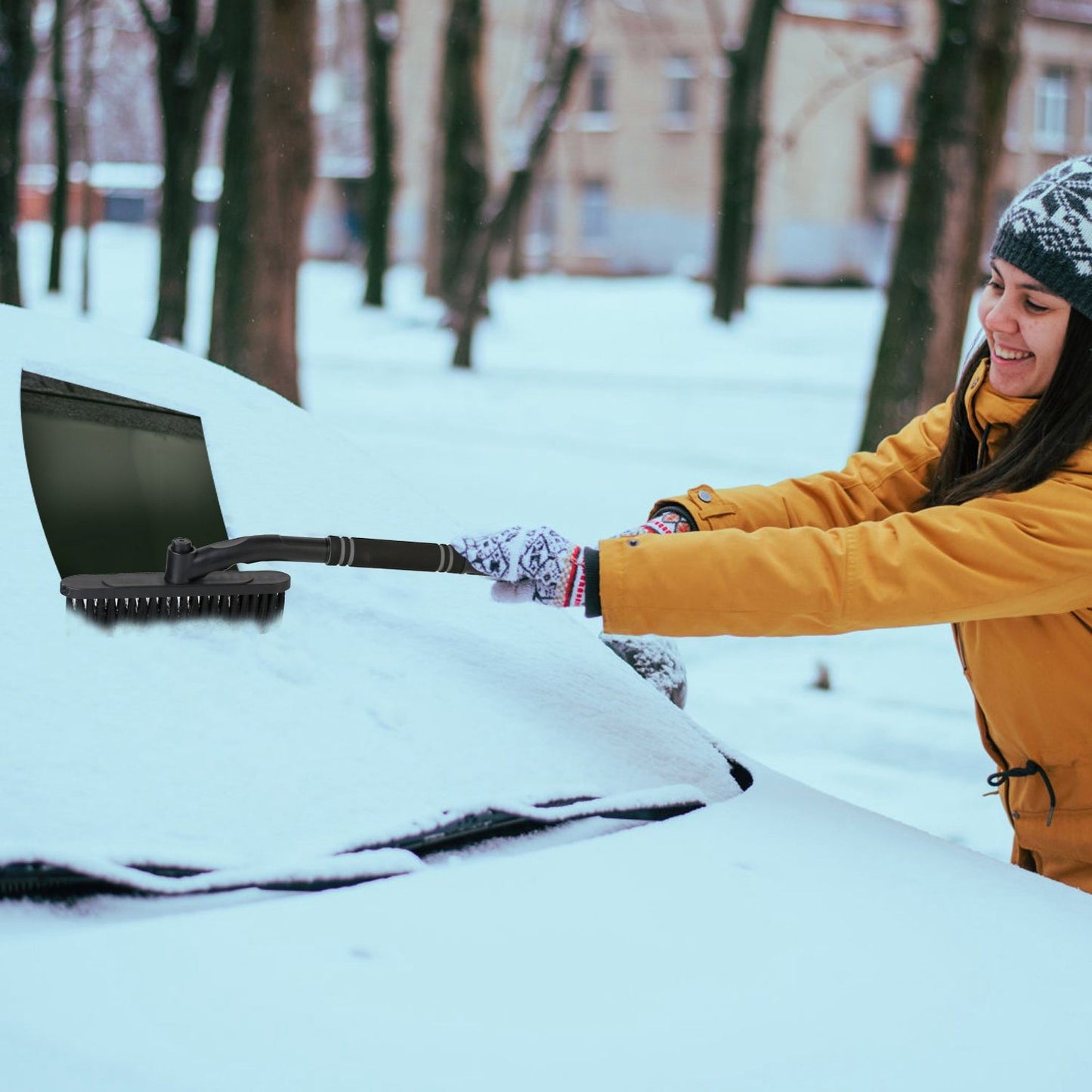 3 In 1 Windshield Ice Scraper Extendable Car Snow Removal Tool