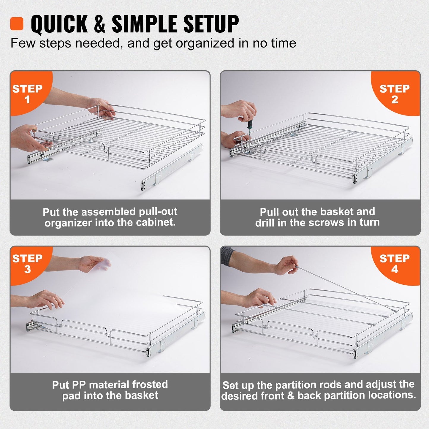 20"W x 21"D Pull Out Cabinet Organizer