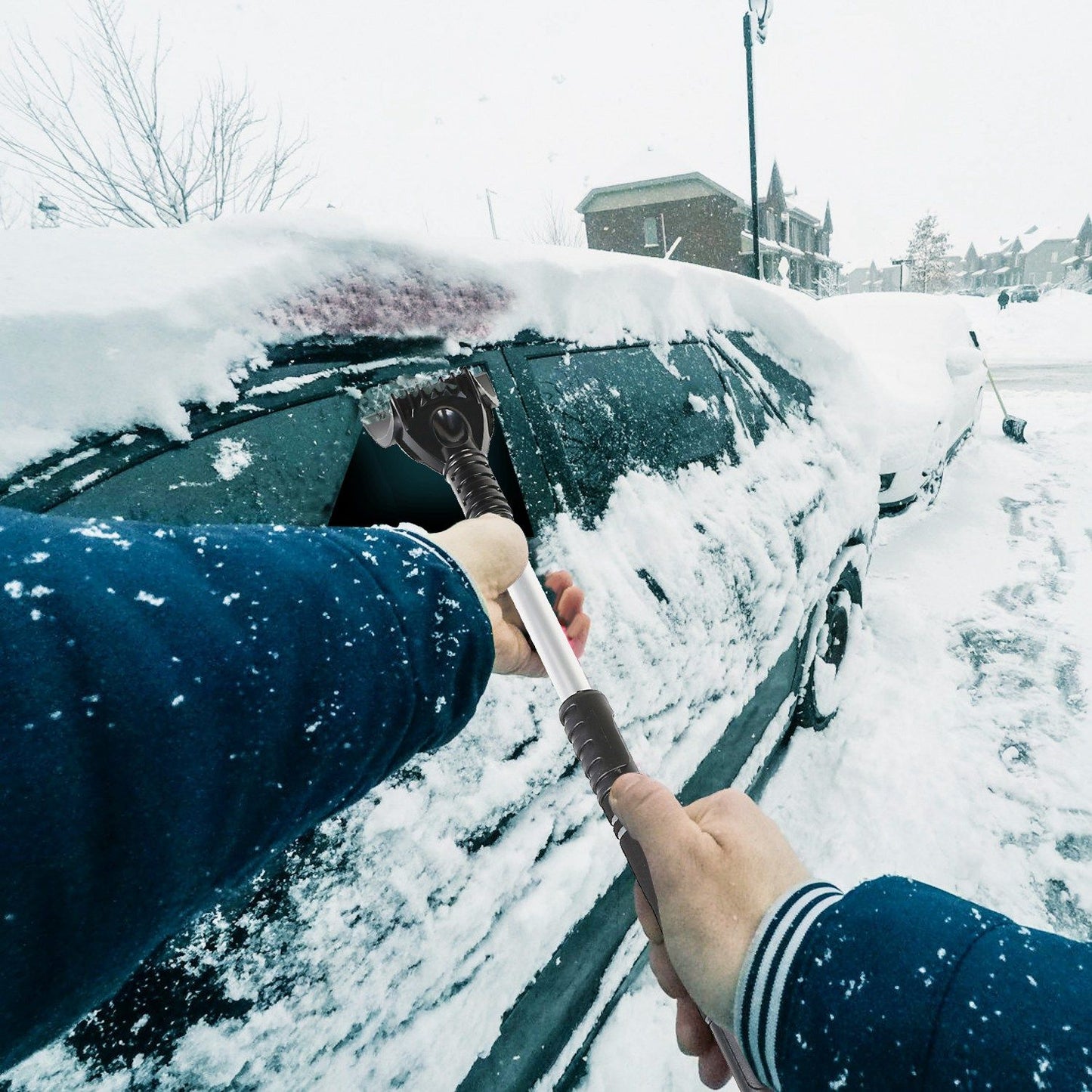 3 In 1 Windshield Ice Scraper Extendable Car Snow Removal Tool