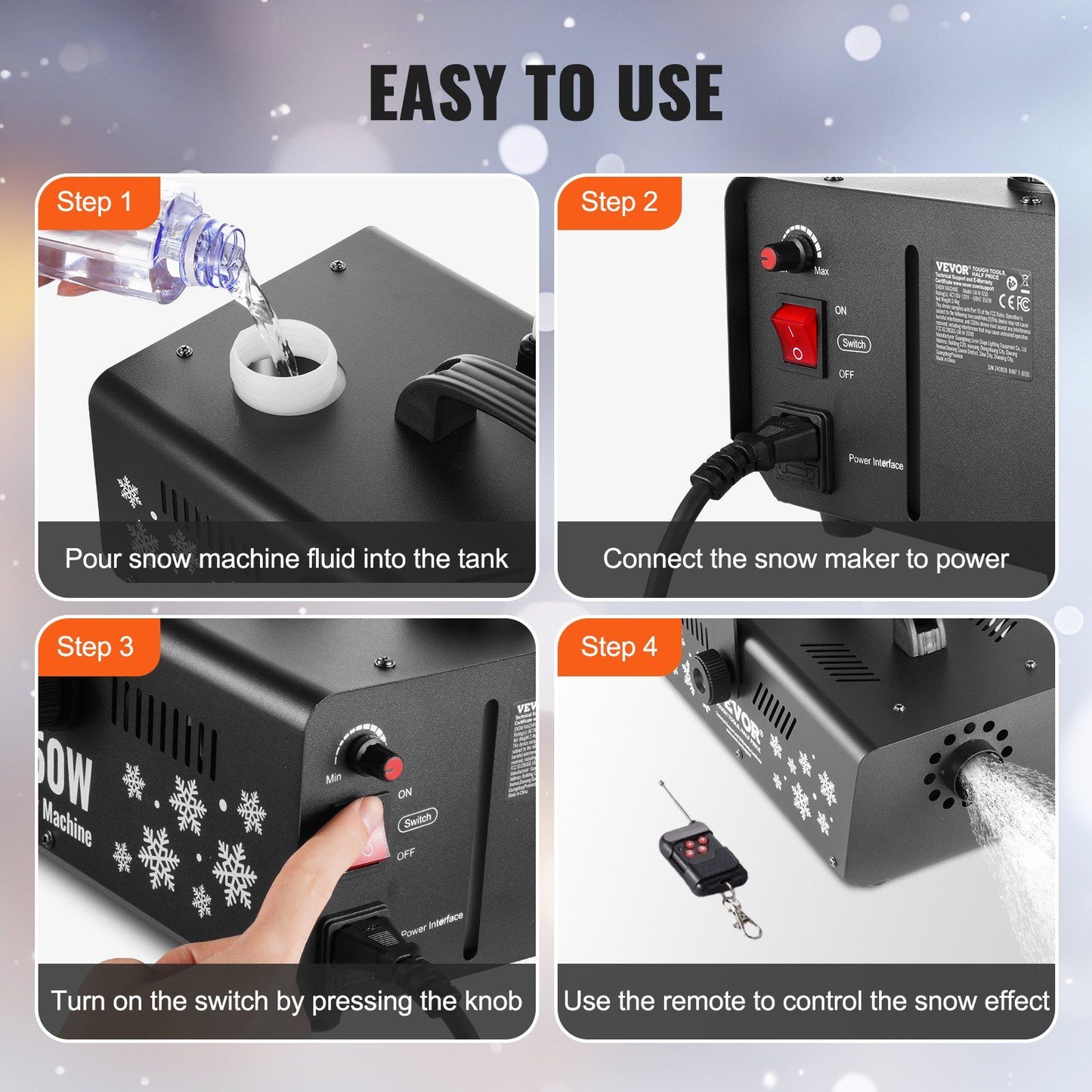 Snow Machine 650W Handheld Hanging Snow Making Machine for Holidays