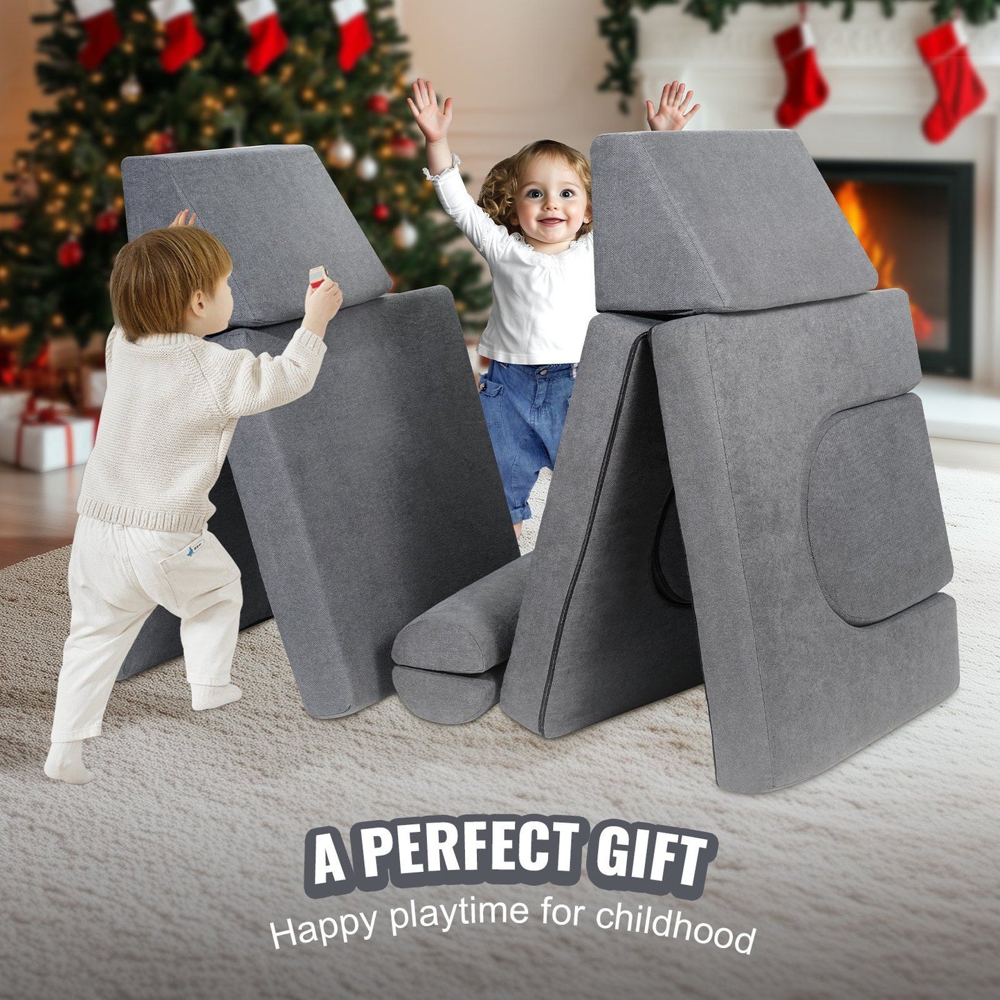 Kids Couch, 10Pcs Modular Kids Play Couch, Toddler Couch Sofa Bed