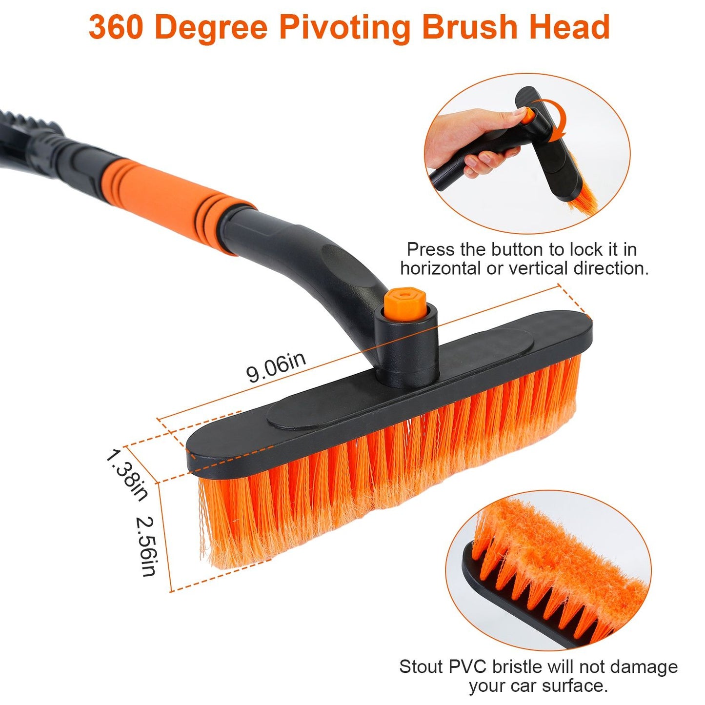 3 In 1 Windshield Ice Scraper Extendable Car Snow Removal Tool