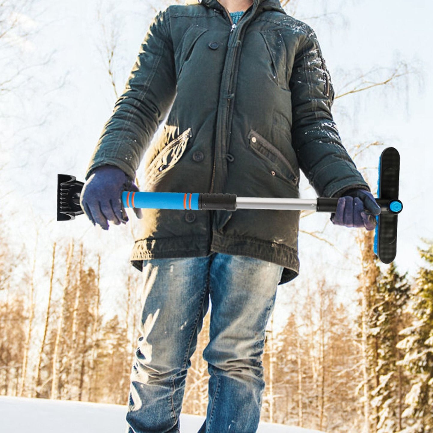 3 In 1 Windshield Ice Scraper Extendable Car Snow Removal Tool