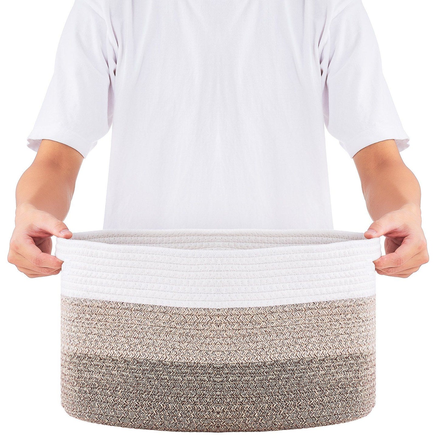 Cotton Rope Basket 3 Packs 22L Woven Storage Basket for Organizing