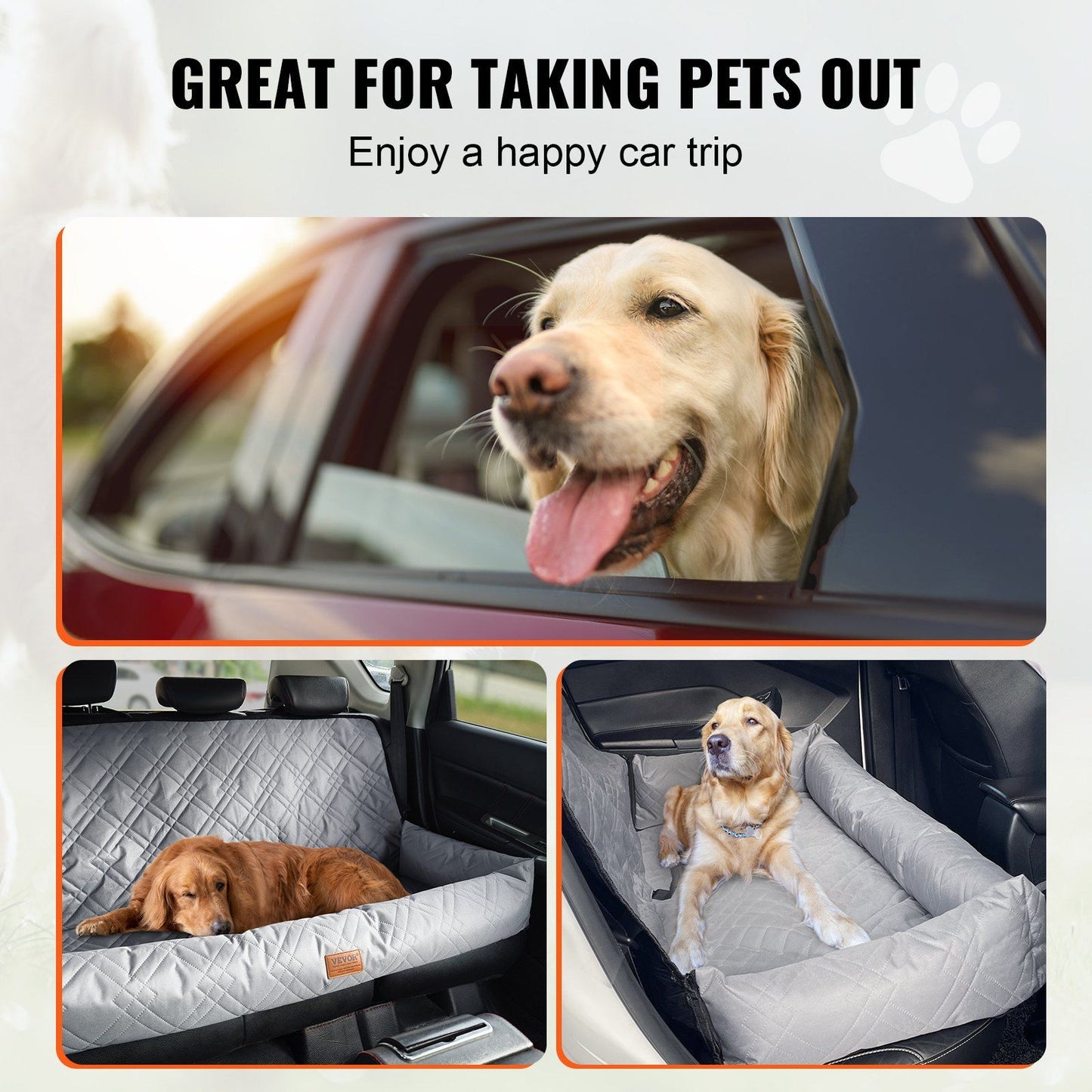 Dog Booster Car Seat Pet Car Seat for Medium Large Dog up to 100 lbs Gray