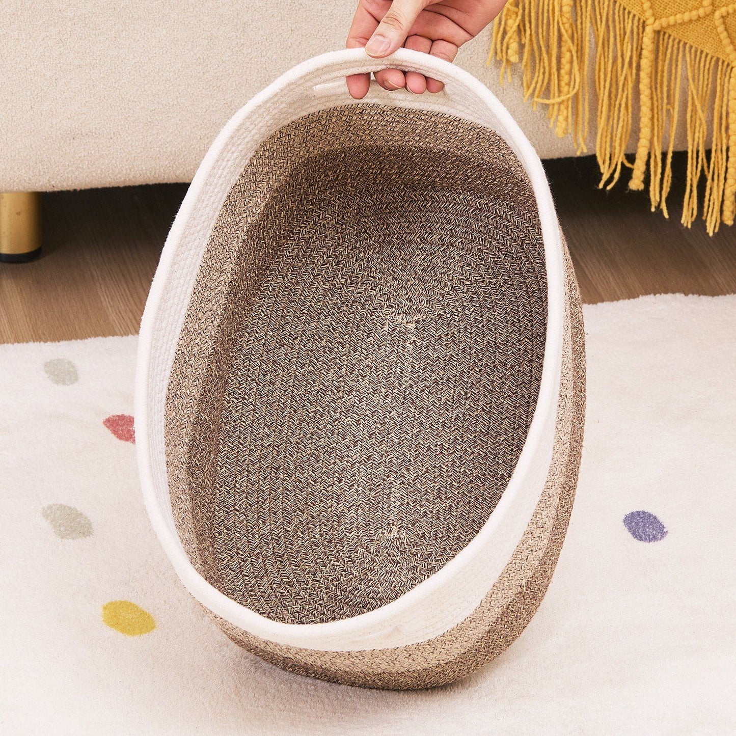 Cotton Rope Basket 3 Packs 22L Woven Storage Basket for Organizing
