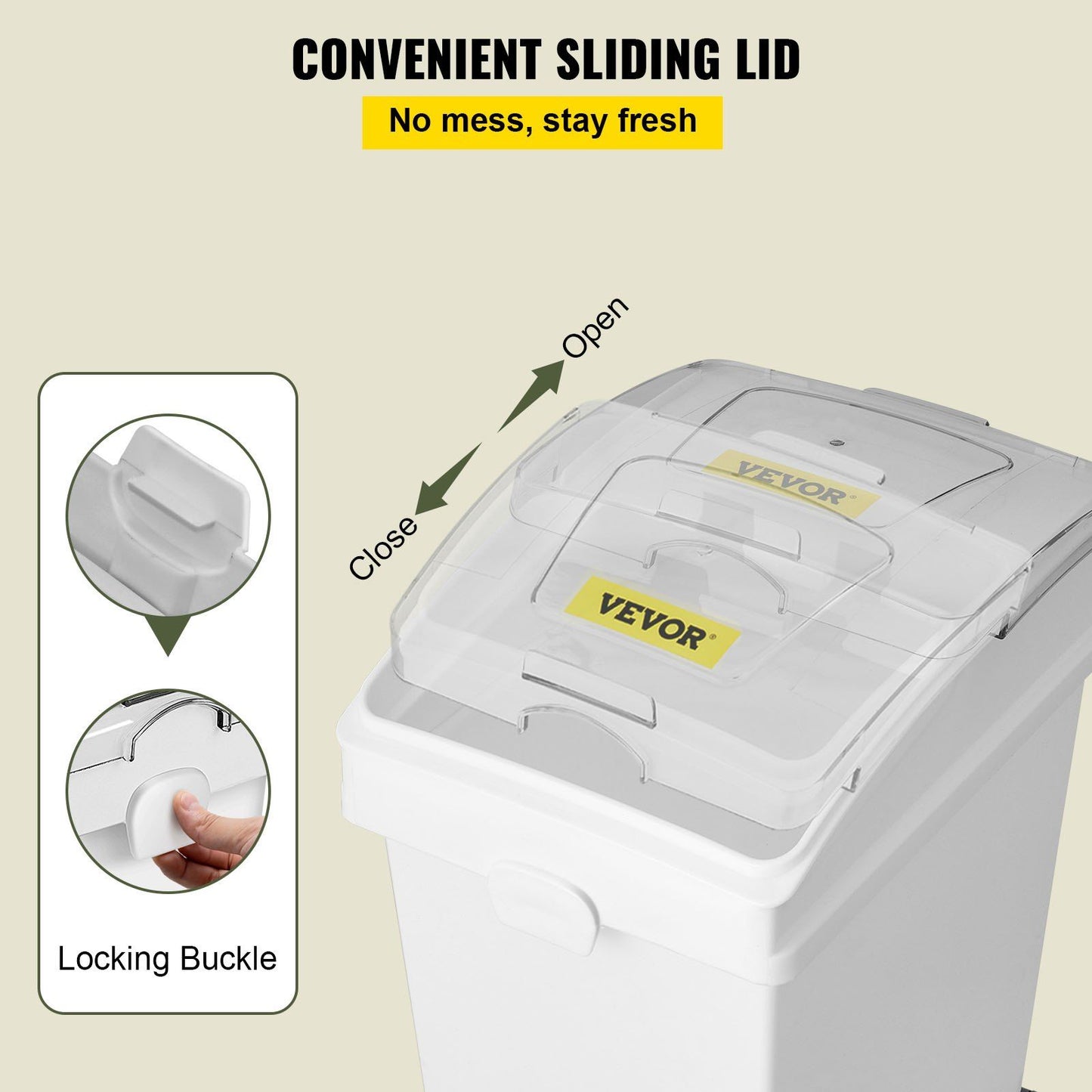 Ingredient Bin, 6.6 Gallons Capacity Ingredient Storage Bin