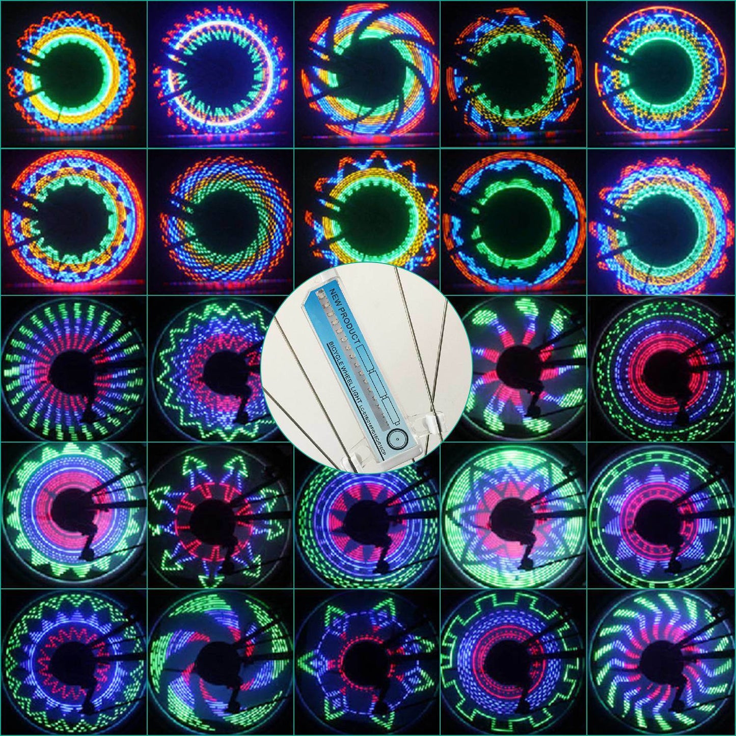 2Pcs 32LEDs Patterns Cycling Lights Rainbow Wheel Tire Flash Lamp
