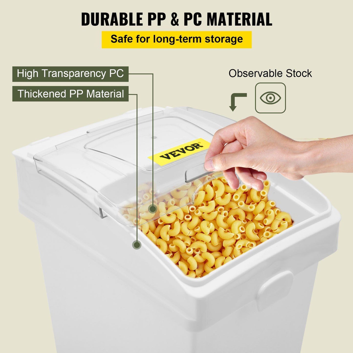 Ingredient Bin, 6.6 Gallons Capacity Ingredient Storage Bin