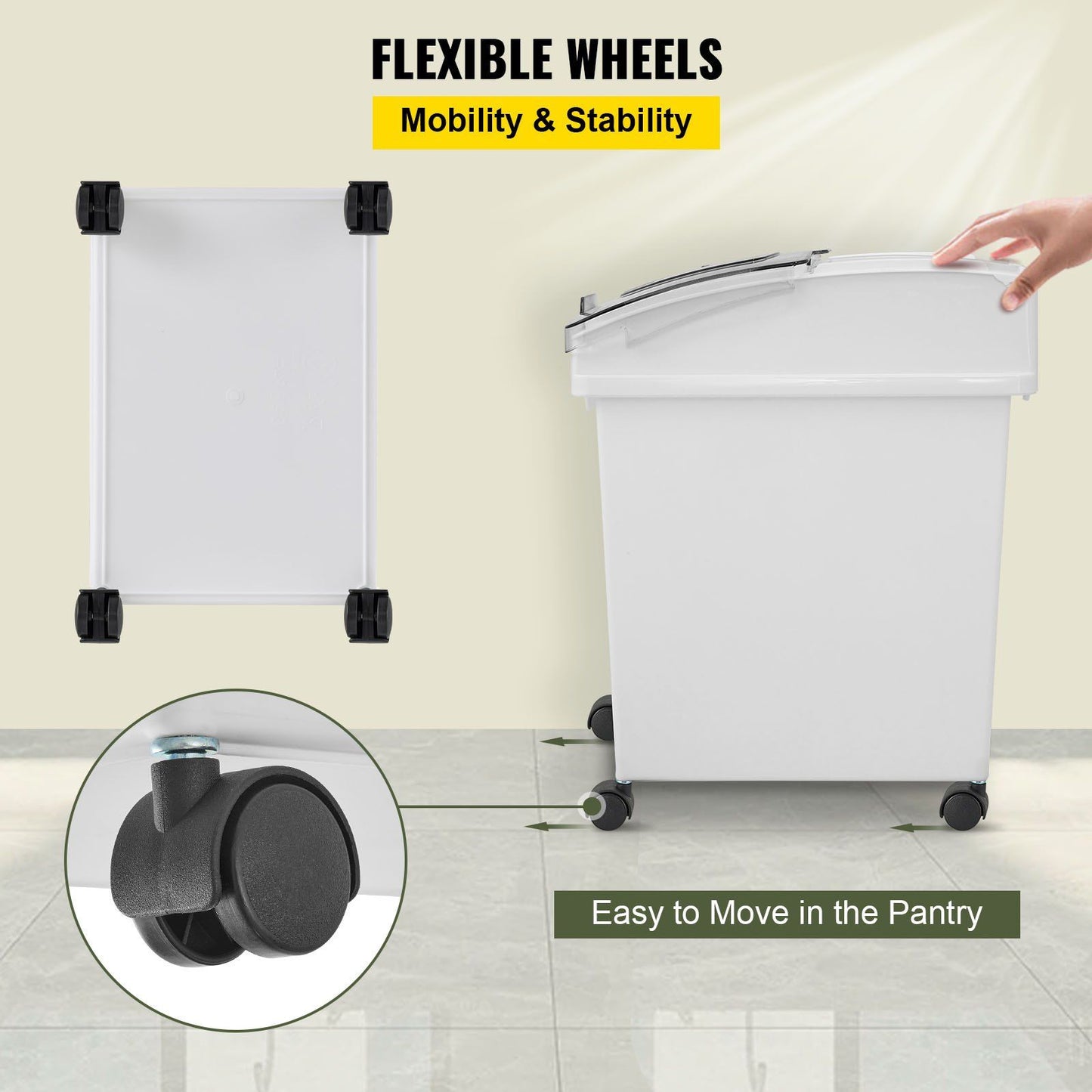 Ingredient Bin, 6.6 Gallons Capacity Ingredient Storage Bin