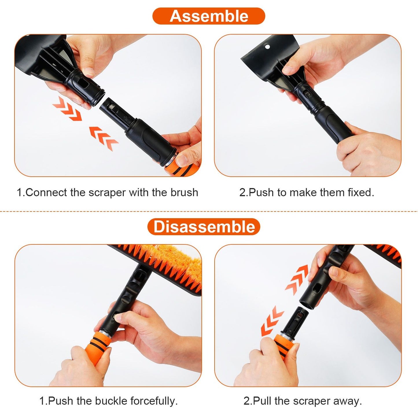 3 In 1 Windshield Ice Scraper Extendable Car Snow Removal Tool