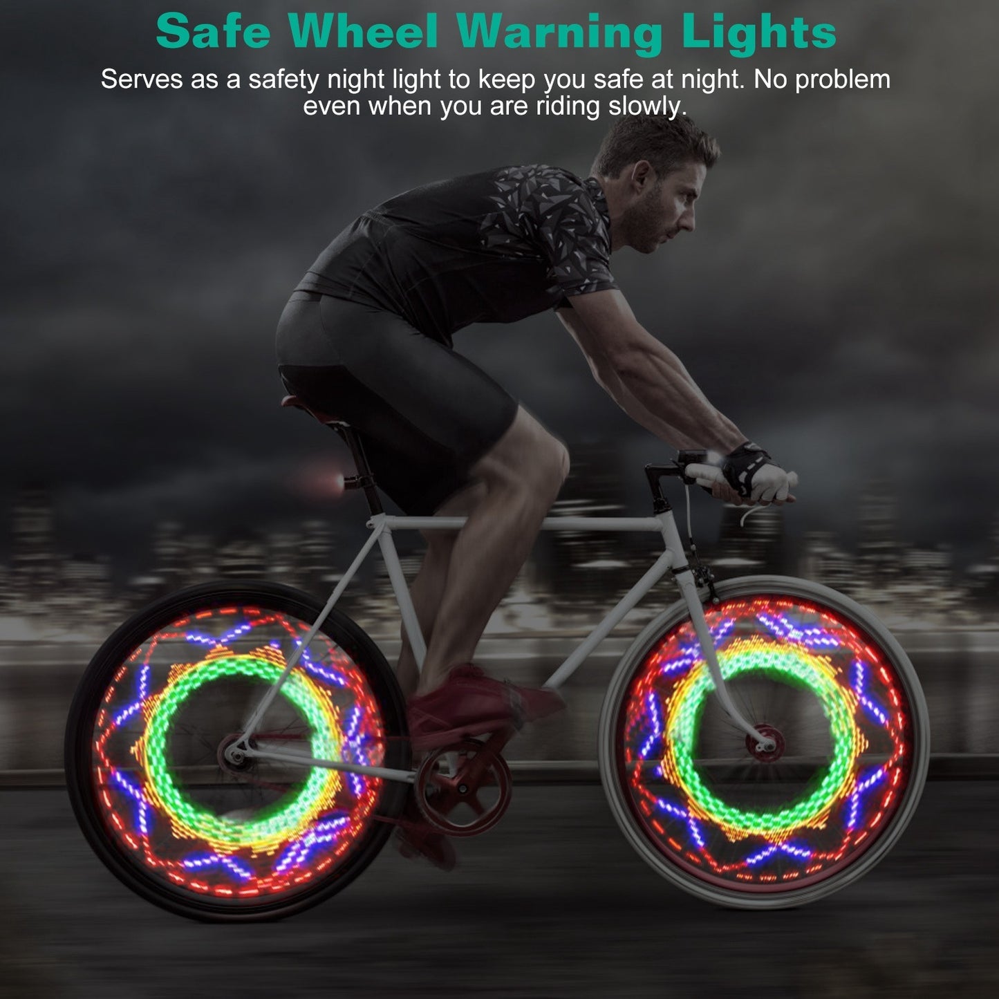 2Pcs 32LEDs Patterns Cycling Lights Rainbow Wheel Tire Flash Lamp