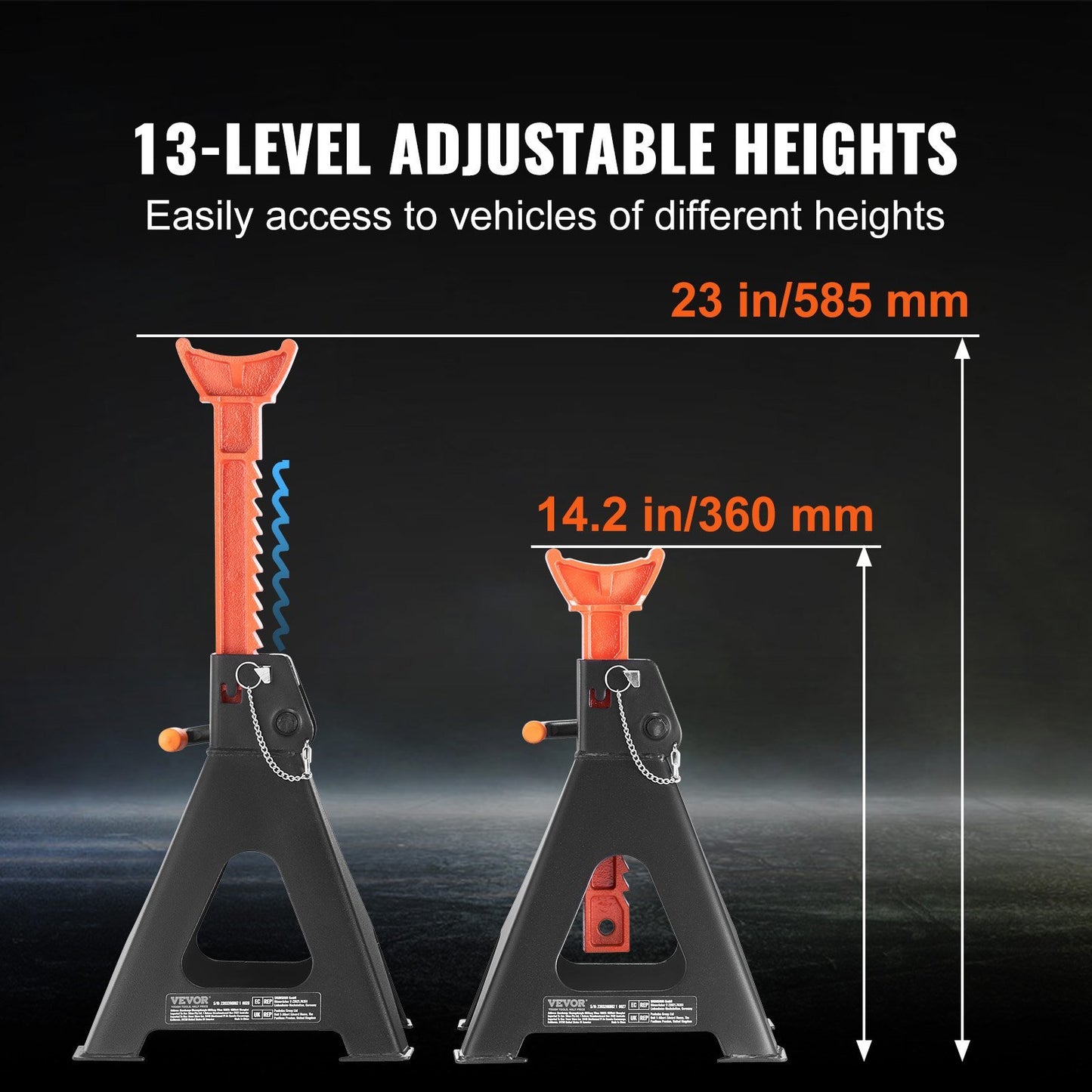 Jack Stands, 6 Ton (13,000 lbs) Capacity Car Jack Stands Double Locking