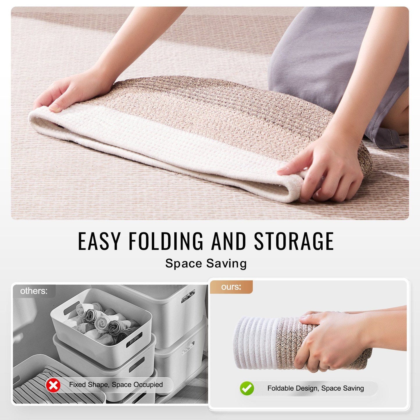 Cotton Rope Basket 3 Packs 22L Woven Storage Basket for Organizing