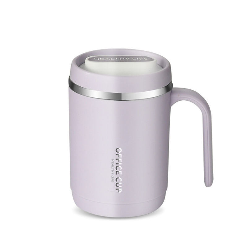 1pc Stainless Steel Cups With Lid; 16 Oz 304 Stainless Steel Tumblers Durable Coffee Mug With Splash Proof Sliding Lid; Drink With Lid Open; Plastic Housing And Lid; Straw Not Included