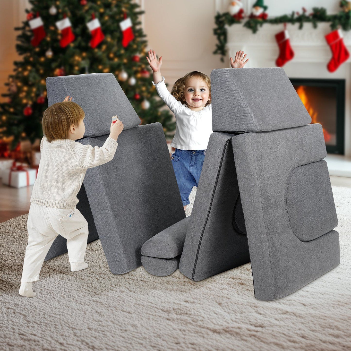 Kids Couch, 10Pcs Modular Kids Play Couch, Toddler Couch Sofa Bed