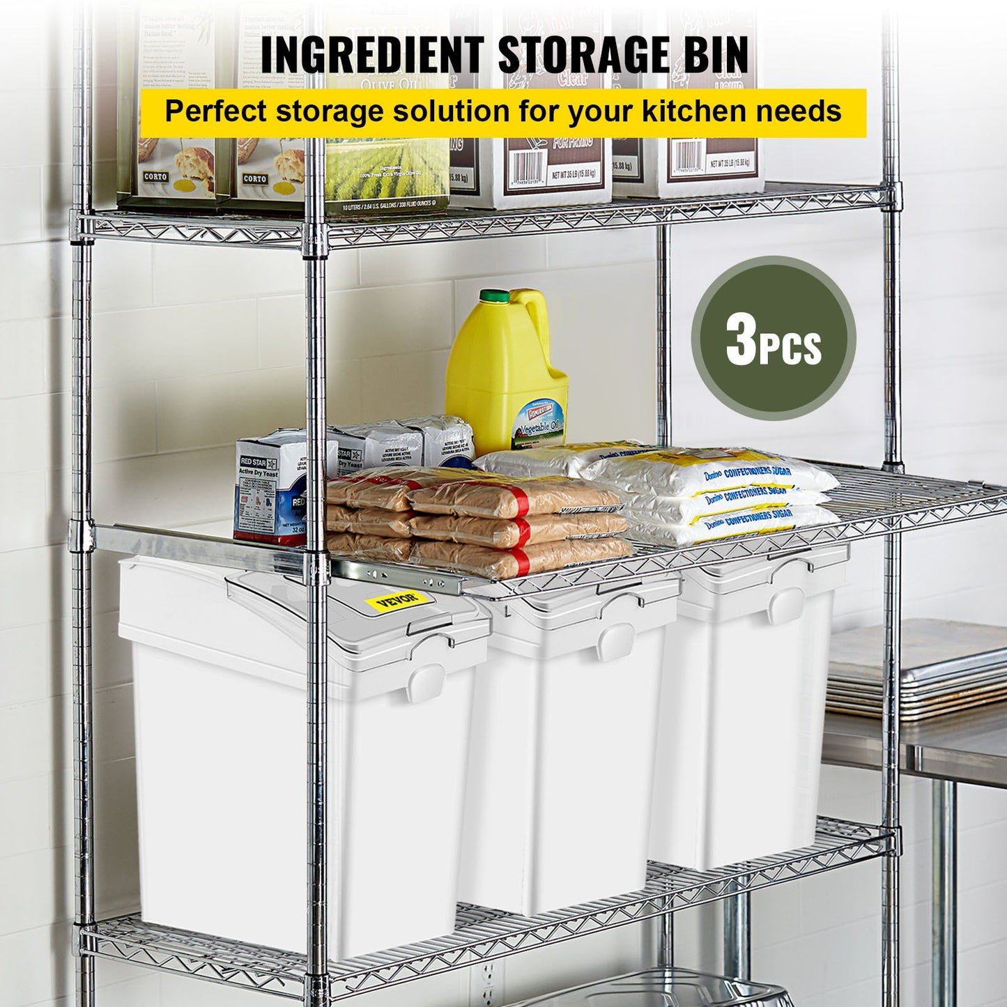 Ingredient Bin, 6.6 Gallons Capacity Ingredient Storage Bin
