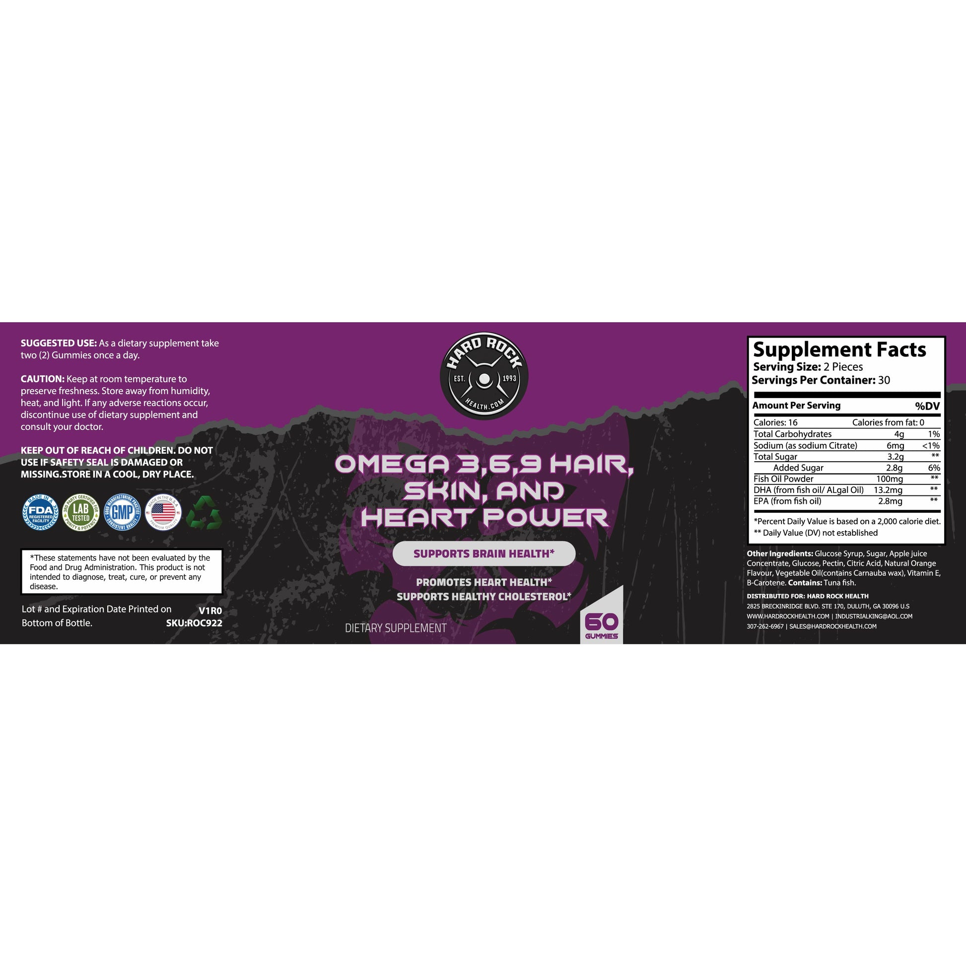 Dark Slate Gray Omega 3,6, 9 Gummies for Hair, Skin, and Heart Health