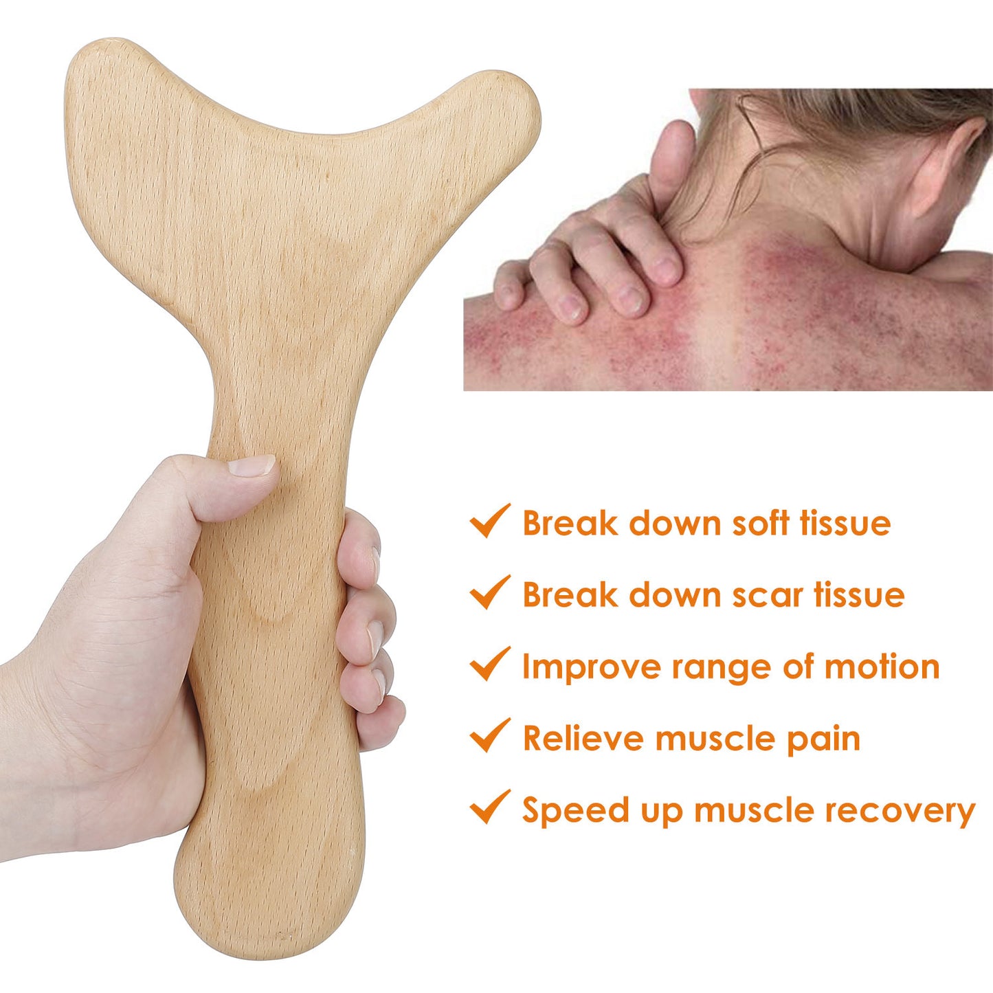 Wood Therapy Massage Tool Lymphatic Drainage Paddle Wooden Scraping Tools Therapy Massager- Hard Rock Health